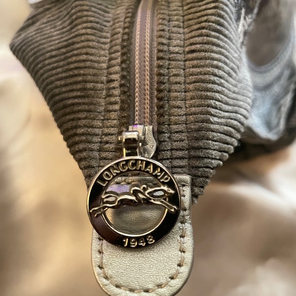 RARE Longchamp Le Pliage Christmas Edition Handbag – Velvet Corduroy Mirror Tote - Picture 5 of 6